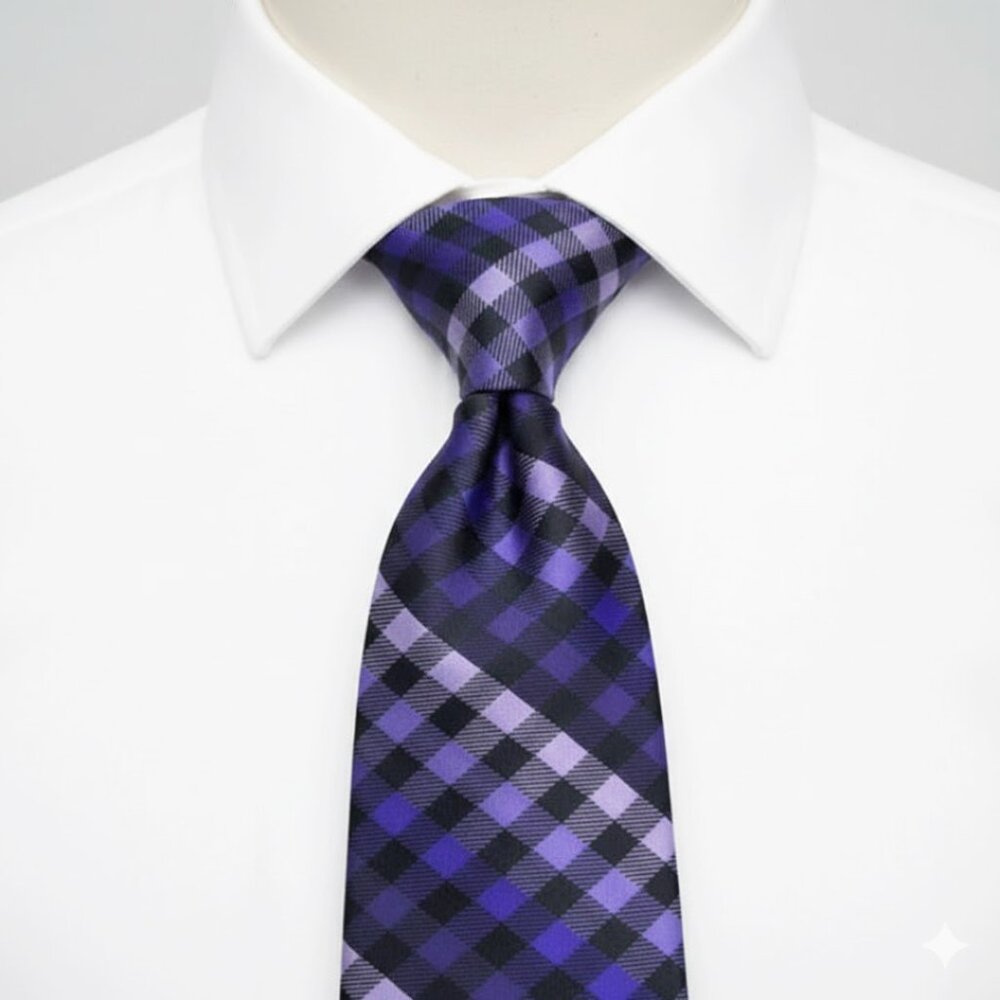 Croft & Barrow Silk Tie Purple Plaid Formal Professional